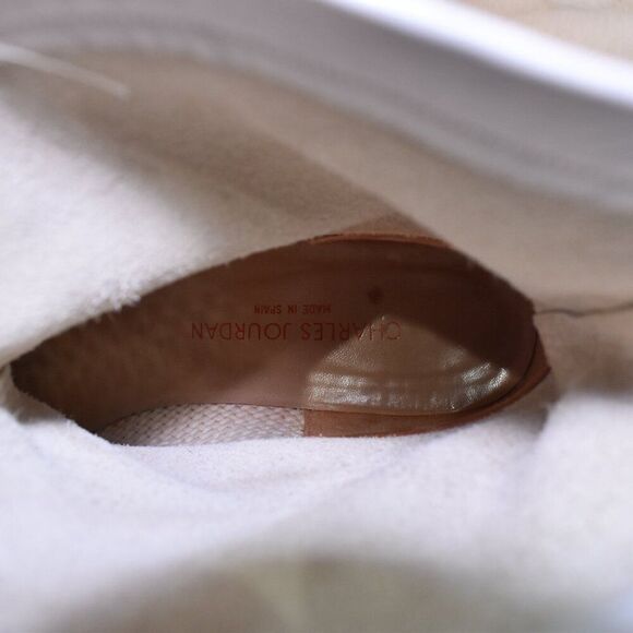 Charles Jourdan VTG 80s White Leather Crochet Ankle Boots Women’s Size 8.5 - Picture 3 of 16